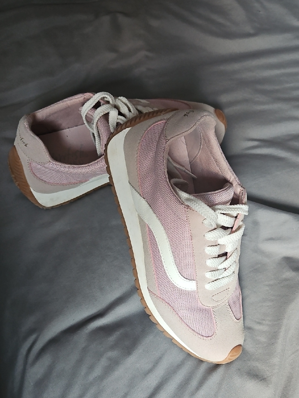 Blowfish Pink and White Lace-Up Sneakers
